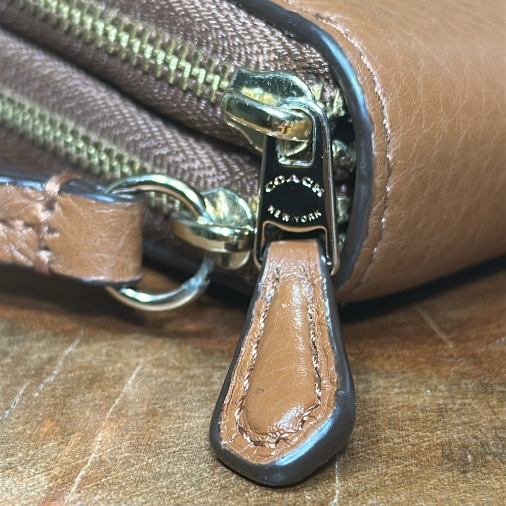 COACH Double Zip Accordion Pebble Leather Wallet - Picture 6 of 16